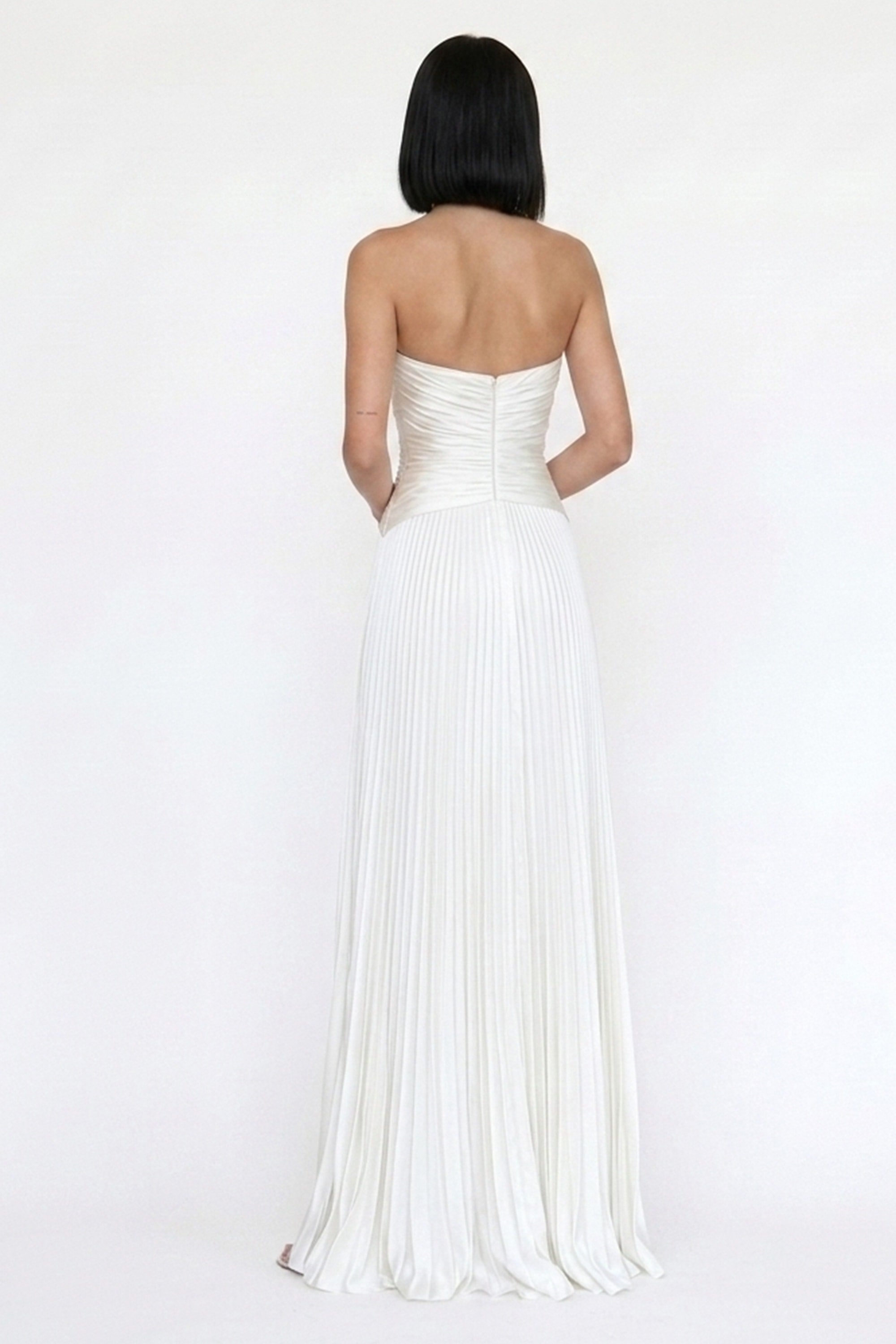Aurelia Pleated Strapless Wedding Gown | JewelClues