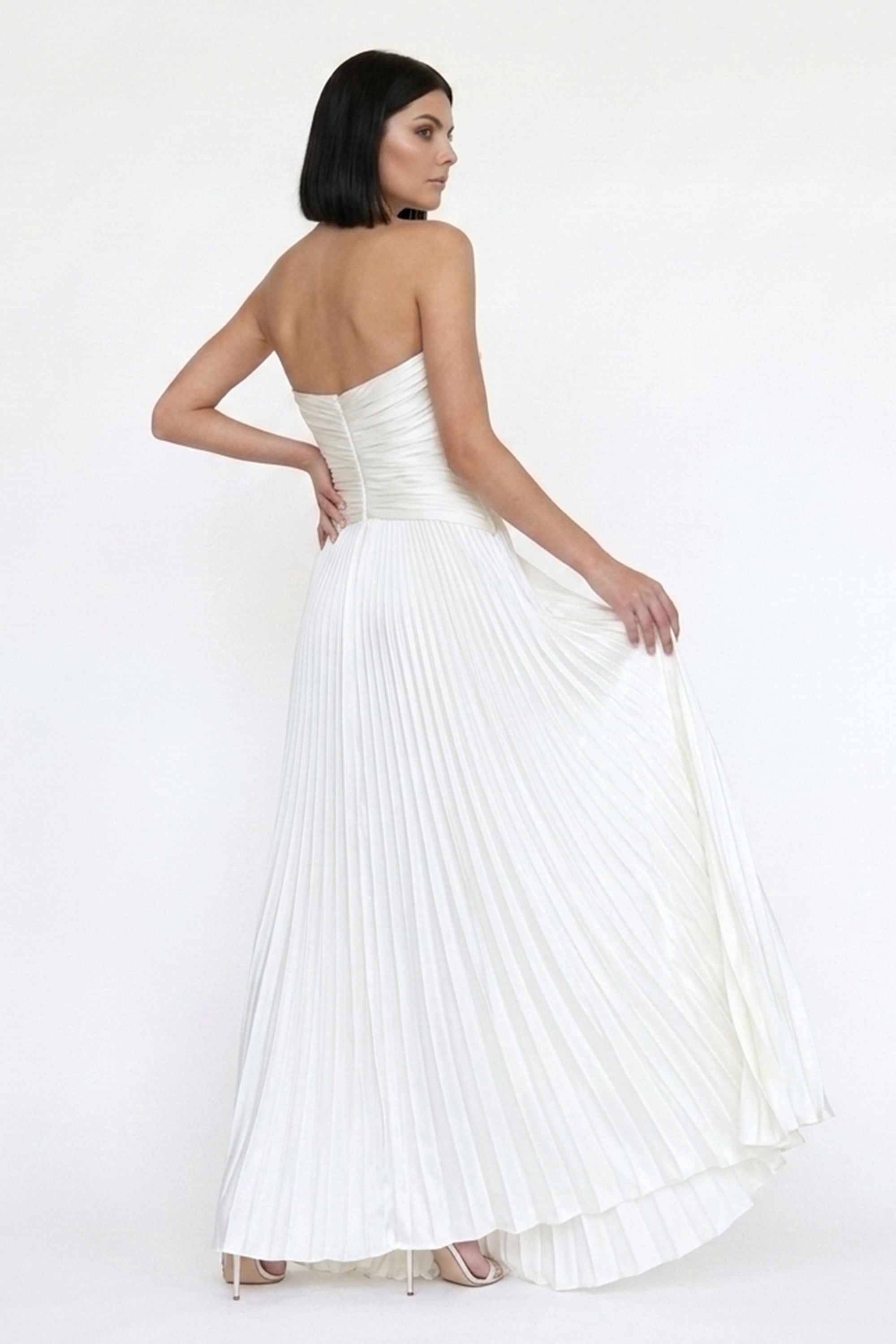 Aurelia Pleated Strapless Wedding Gown | JewelClues