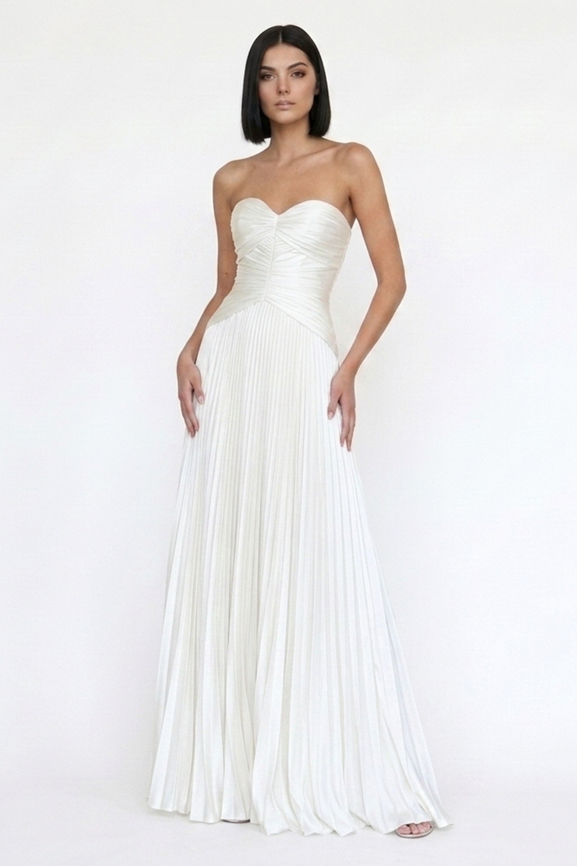 Aurelia Pleated Strapless Wedding Gown | JewelClues