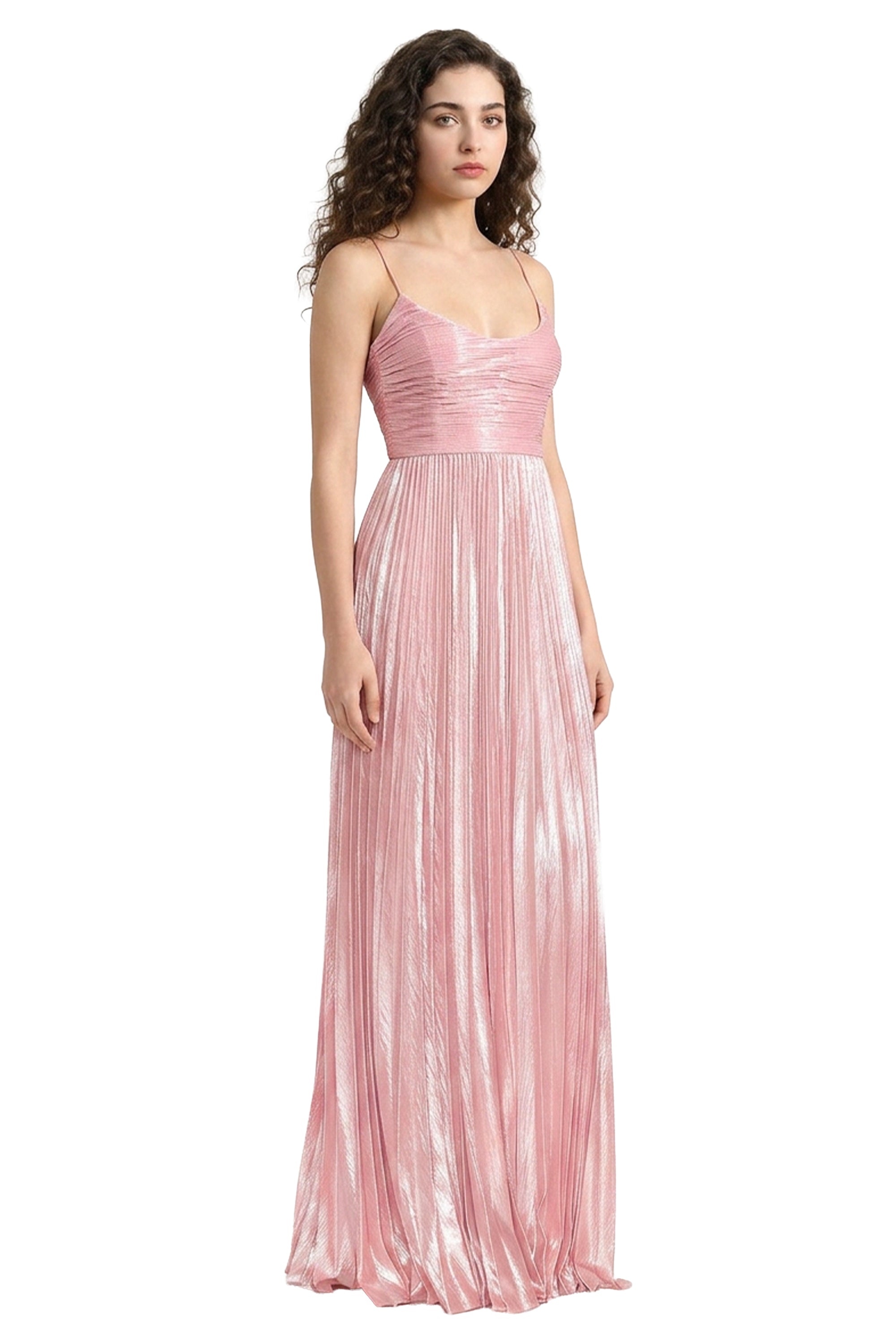 Aureline Metallic Pleated Gown | JewelClues