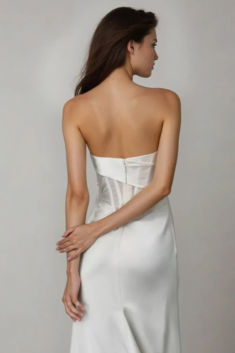 Aurielle Strapless Satin Wedding Gown | Jewelclues