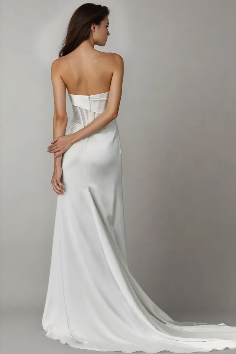 Aurielle Strapless Satin Wedding Gown | Jewelclues