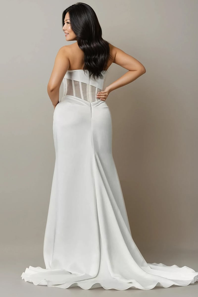 Aurielle Strapless Satin Wedding Gown | Jewelclues