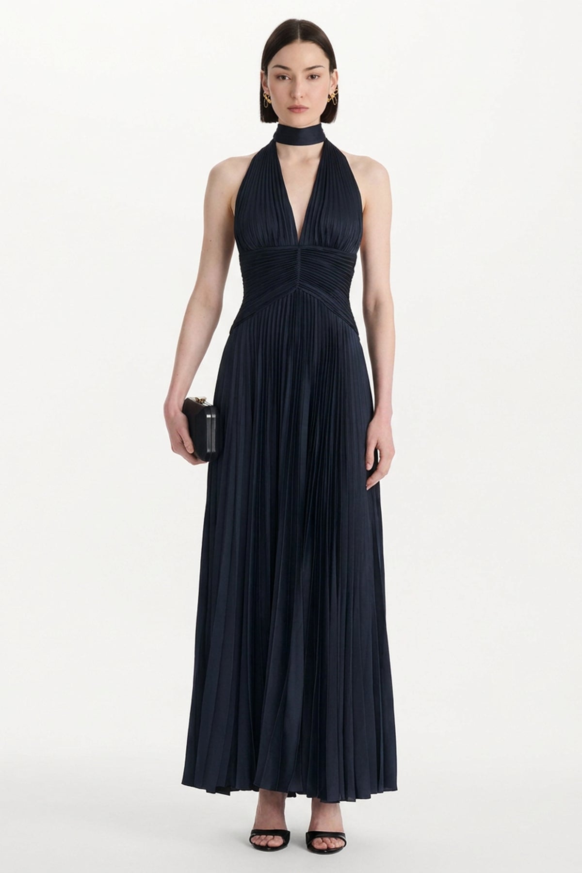 Avalina Satin Pleated Maxi Dress | JewelClues