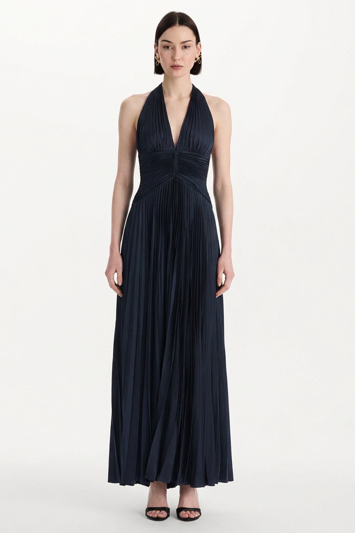Avalina Satin Pleated Maxi Dress | JewelClues
