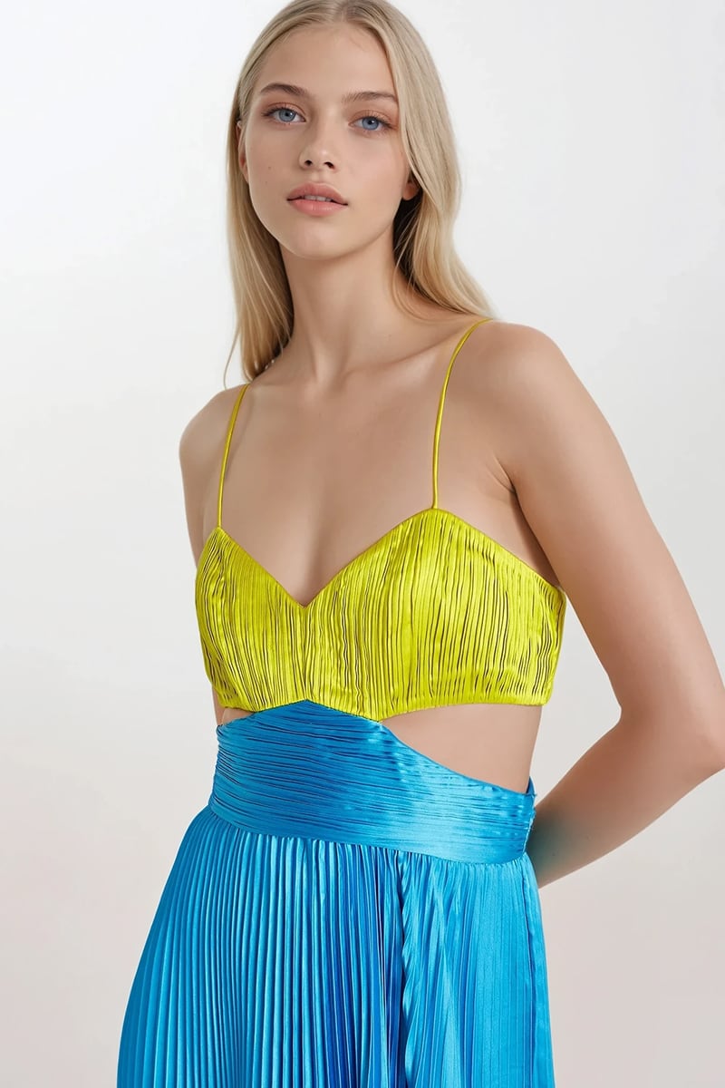 Aveline Pleated Cutout Gown | Jewelclues