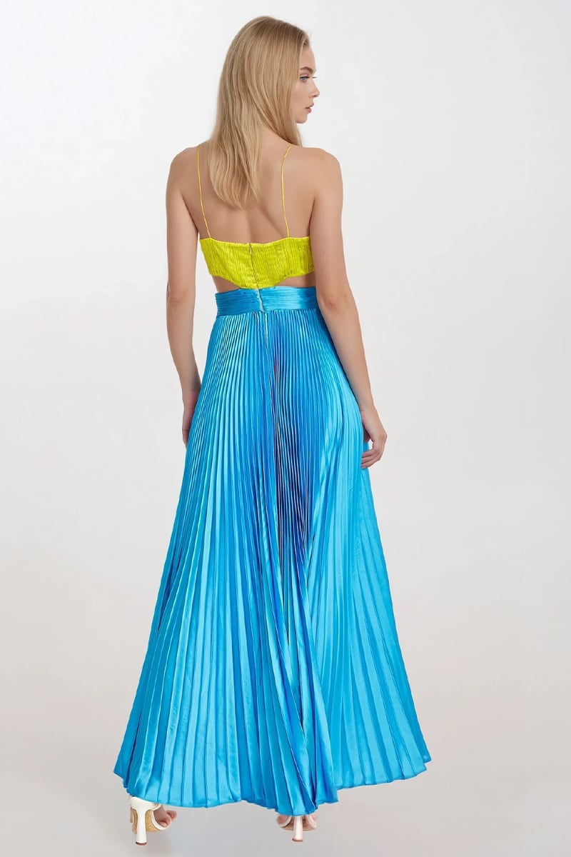 Aveline Pleated Cutout Gown | Jewelclues