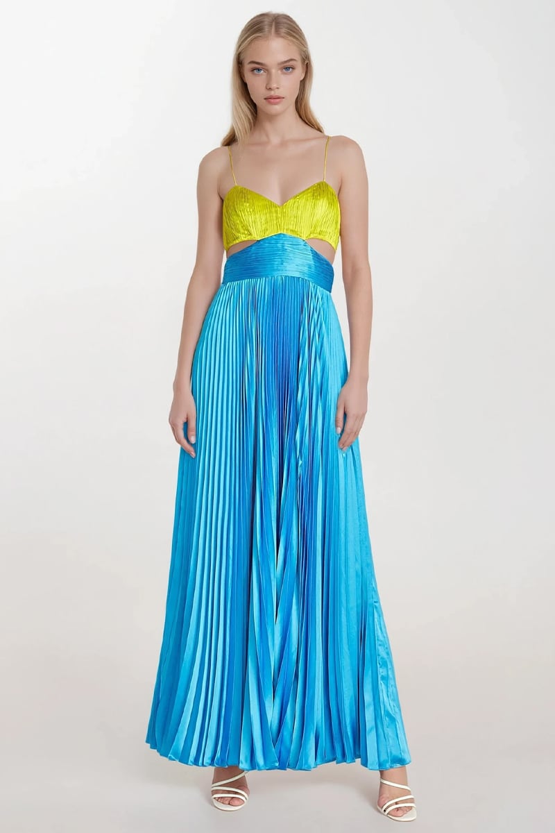 Aveline Pleated Cutout Gown | Jewelclues