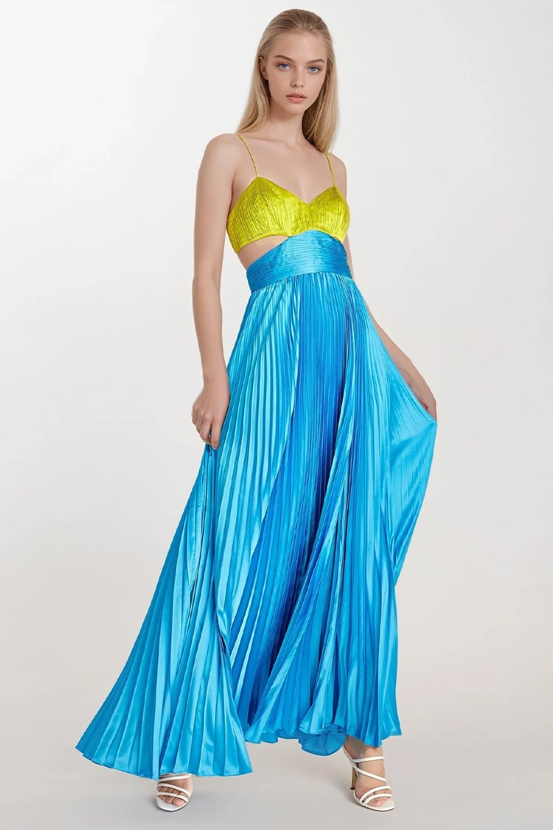 Aveline Pleated Cutout Gown | Jewelclues