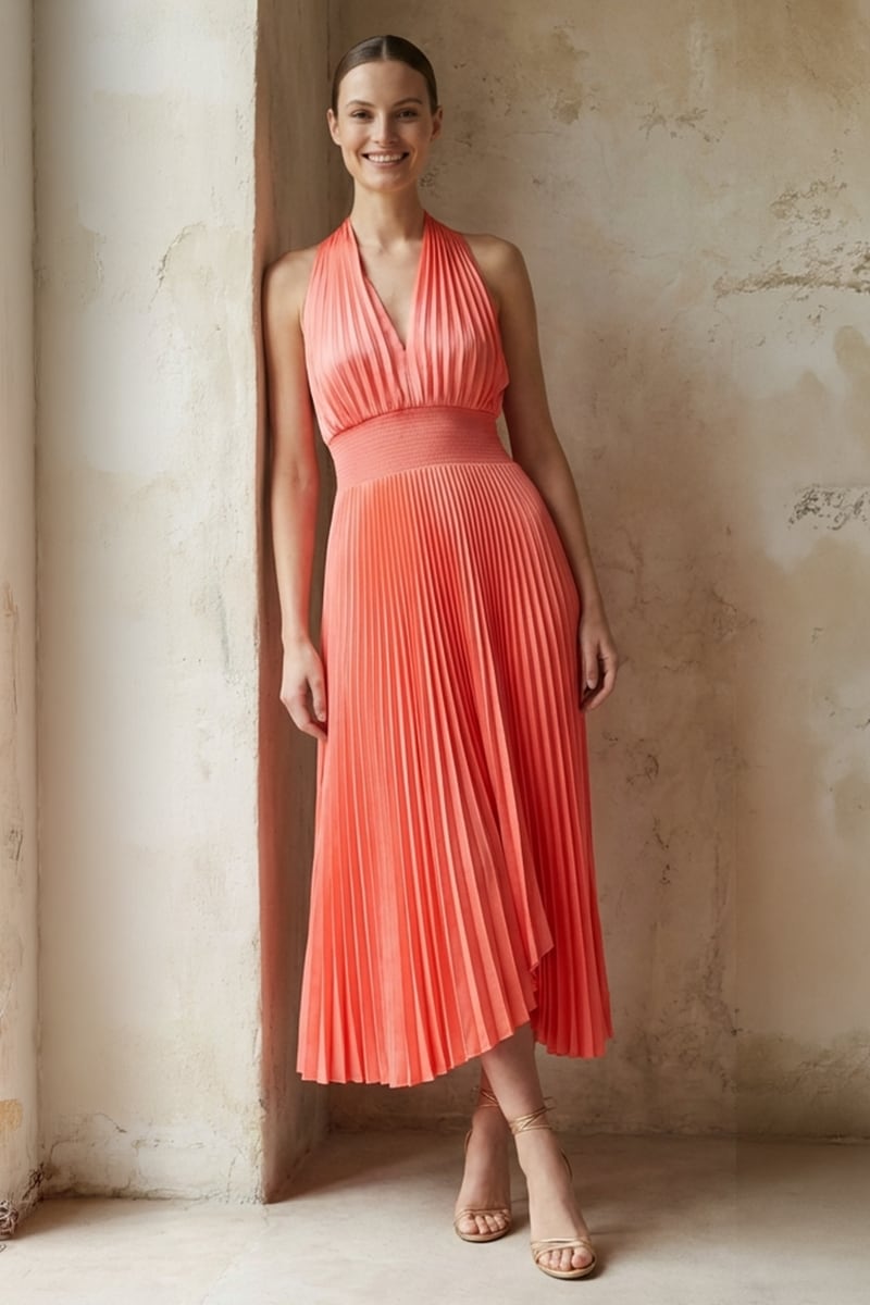 Avens Pleated Satin Midi Dress | JewelClues