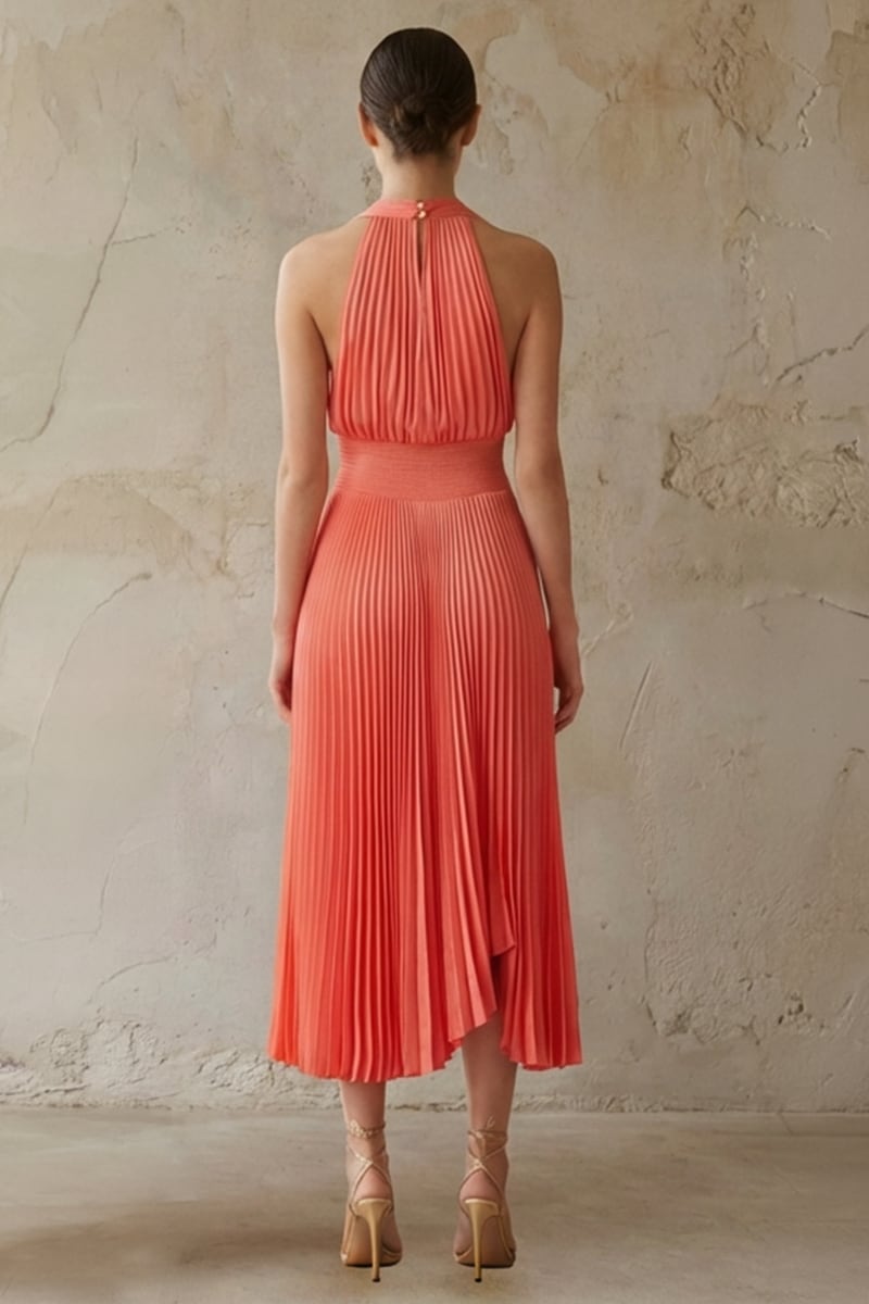 Avens Pleated Satin Midi Dress | JewelClues