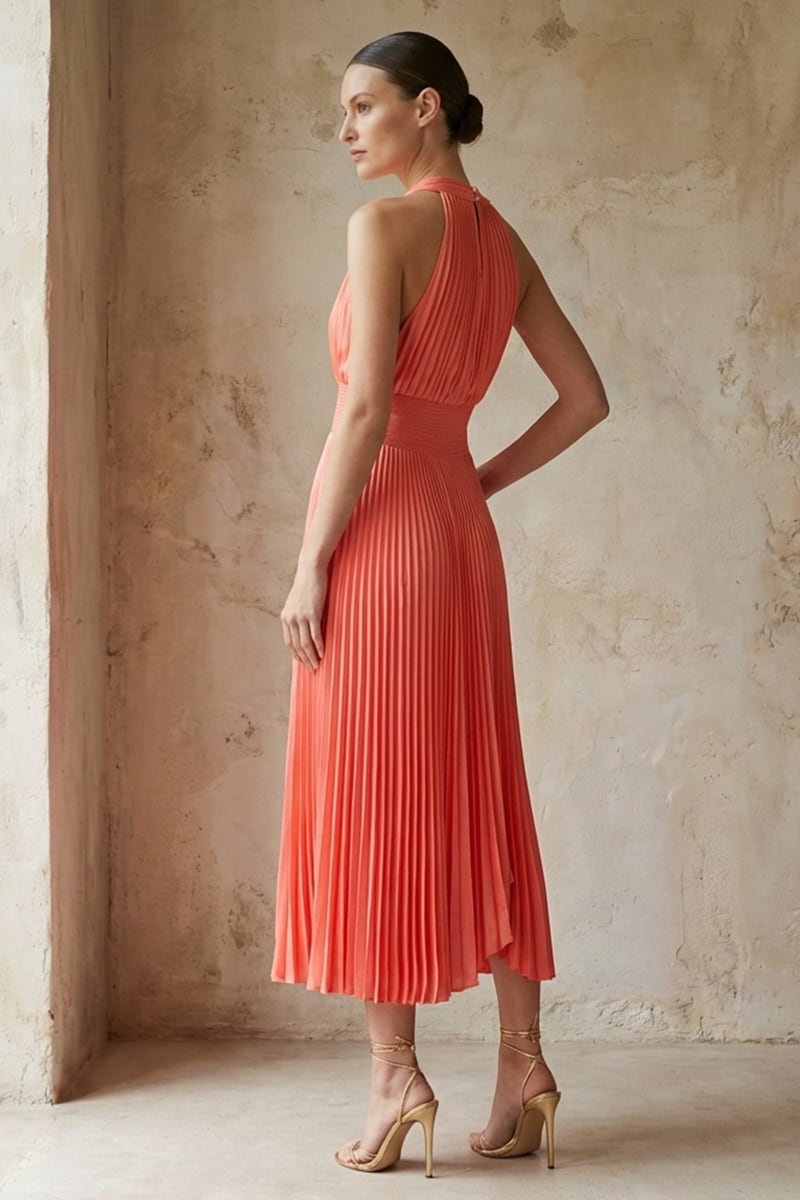 Avens Pleated Satin Midi Dress | JewelClues