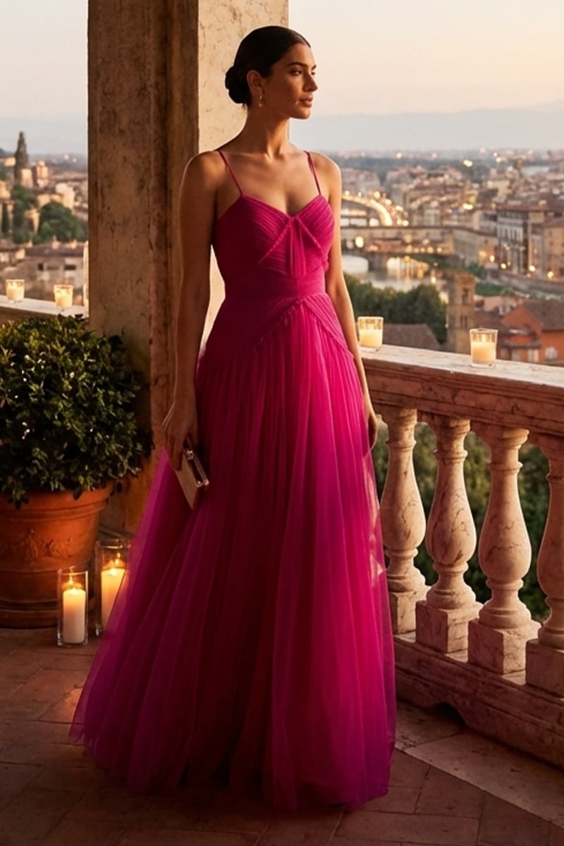 Avianna Tulle Maxi Dress | Jewelclues #color_fuchsia