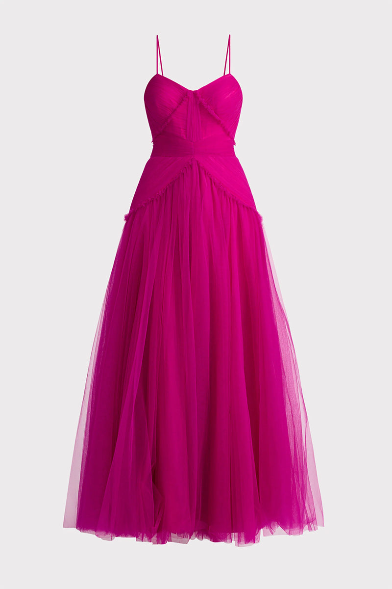Avianna Tulle Maxi Dress | Jewelclues #color_fuchsia