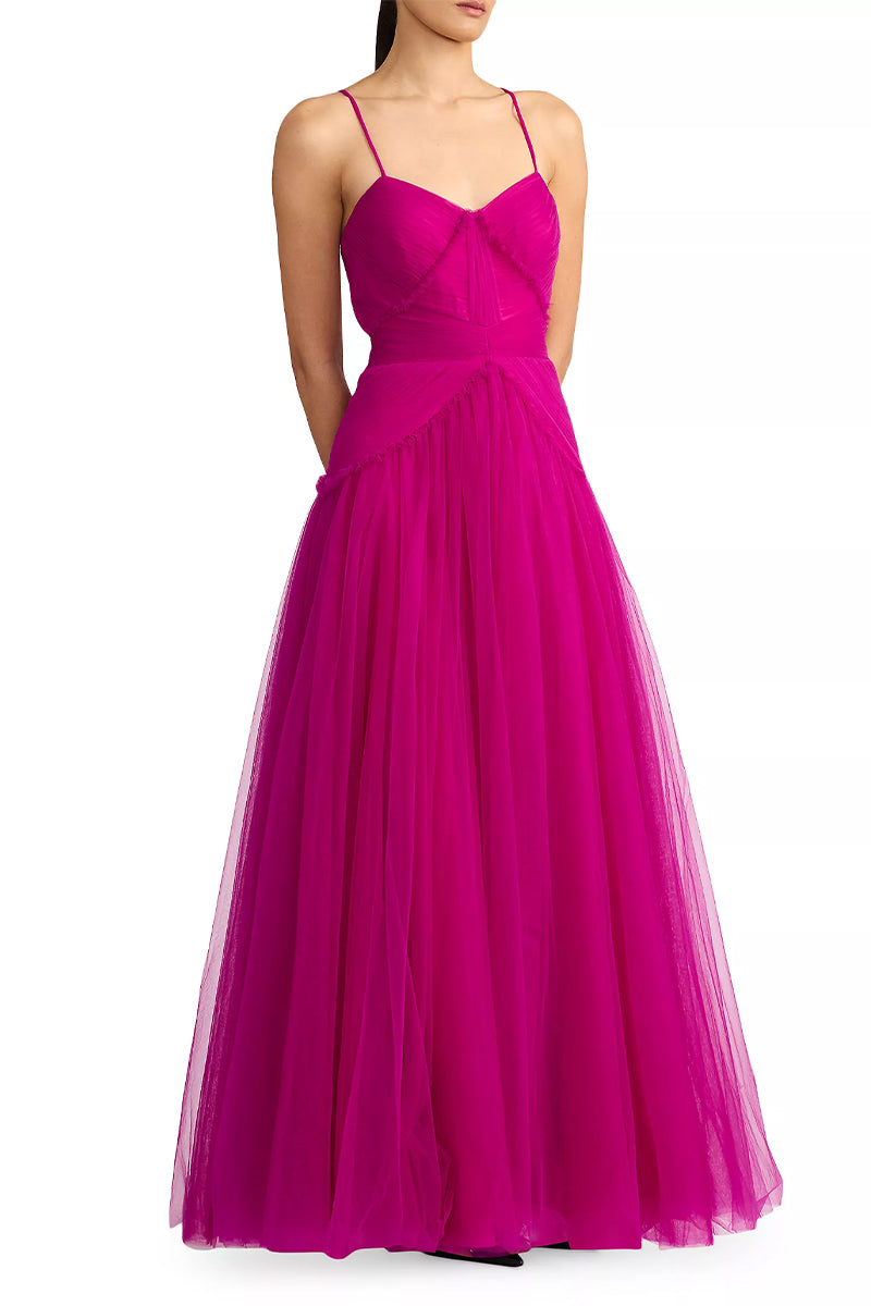 Avianna Tulle Maxi Dress | Jewelclues #color_fuchsia