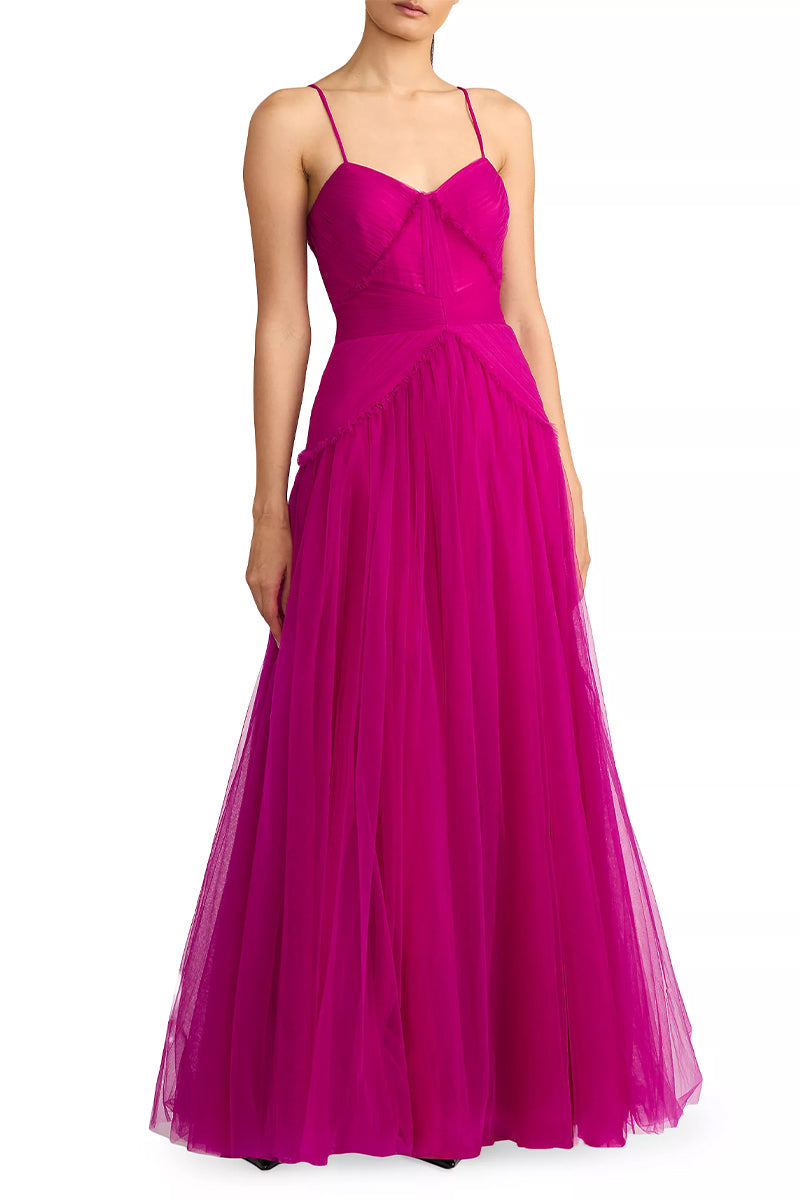 Avianna Tulle Maxi Dress | Jewelclues #color_fuchsia