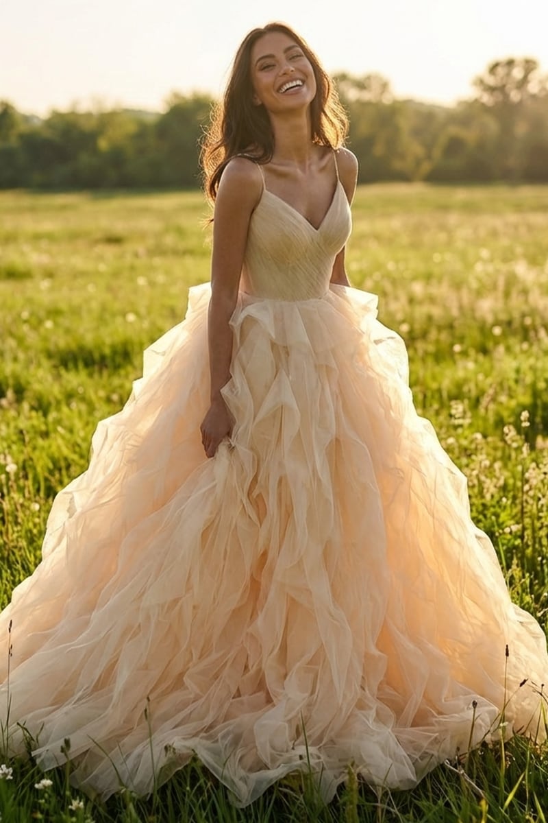 Beatrix Frill-Layered Couture Gown | JewelClues #color_cream