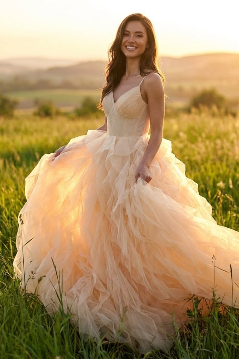 Beatrix Frill-Layered Couture Gown | JewelClues #color_cream