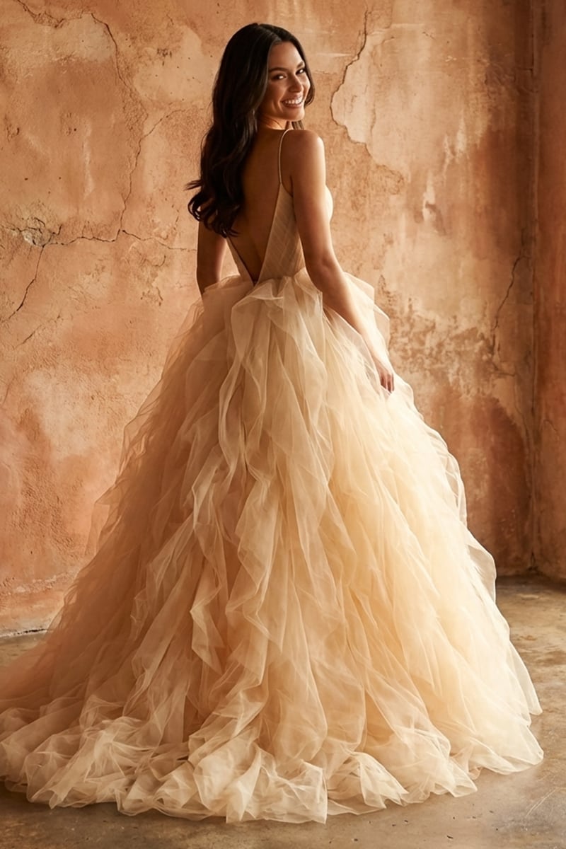 Beatrix Frill-Layered Couture Gown | JewelClues #color_cream