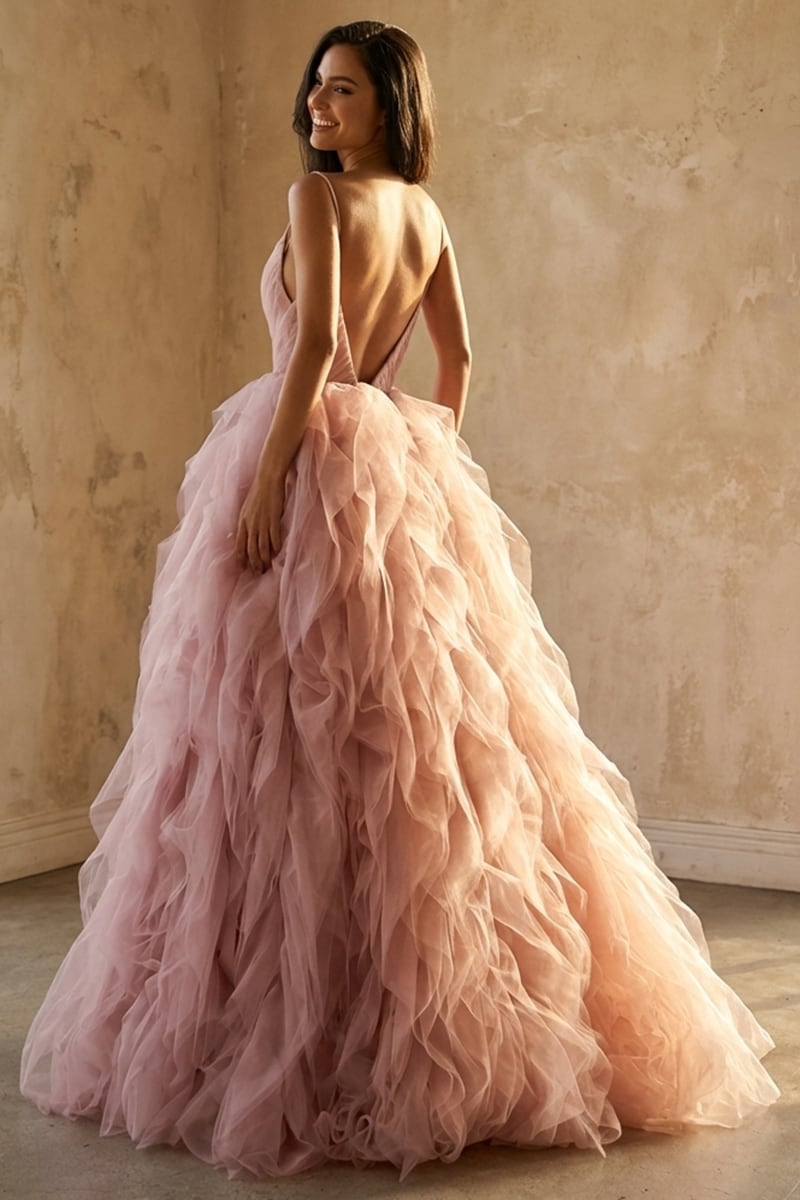 Beatrix Frill-Layered Couture Gown | JewelClues #color_pink