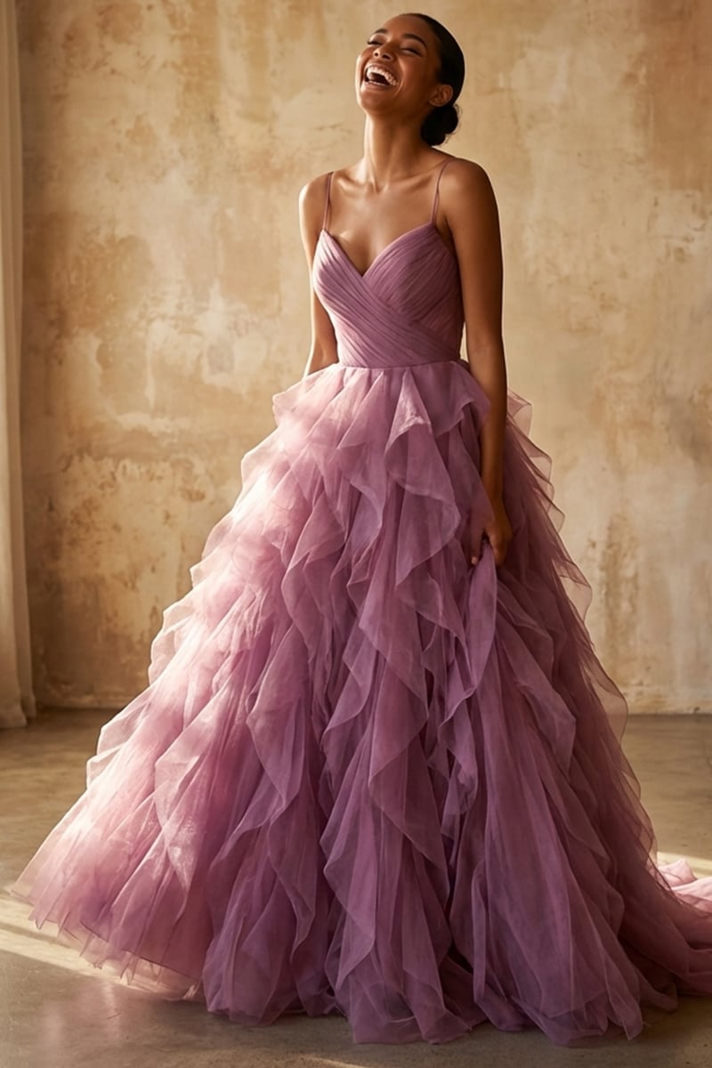 Beatrix Frill-Layered Couture Gown | JewelClues #color_purple