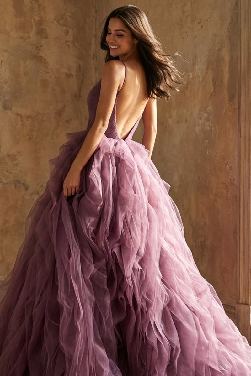 Beatrix Frill-Layered Couture Gown | JewelClues #color_purple