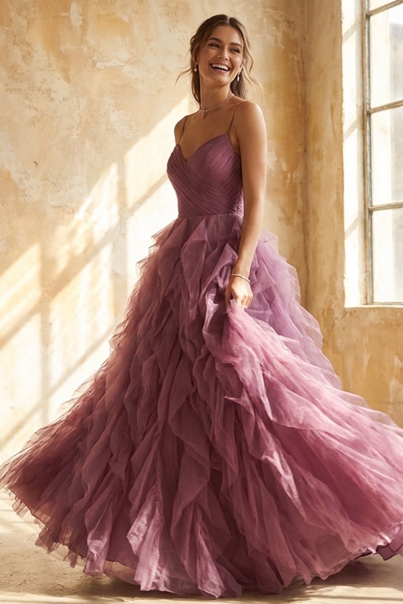 Beatrix Frill-Layered Couture Gown | JewelClues #color_purple