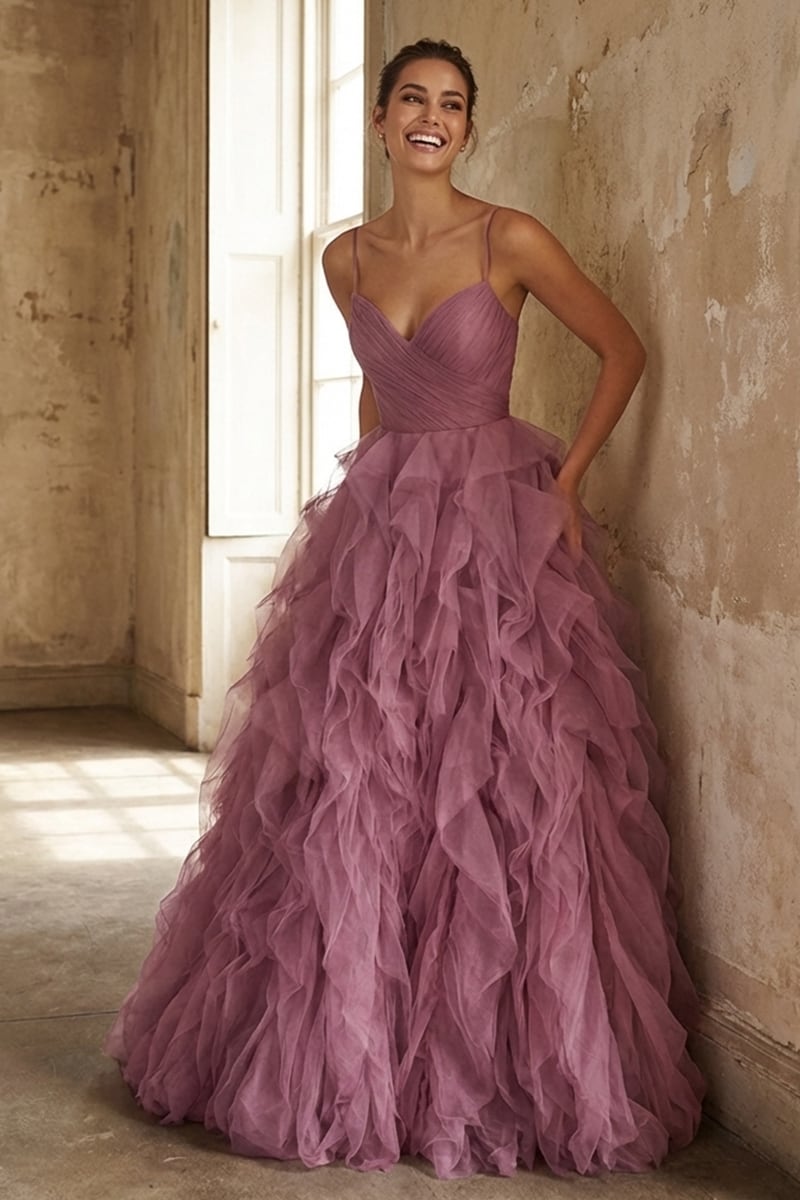 Beatrix Frill-Layered Couture Gown | JewelClues #color_purple