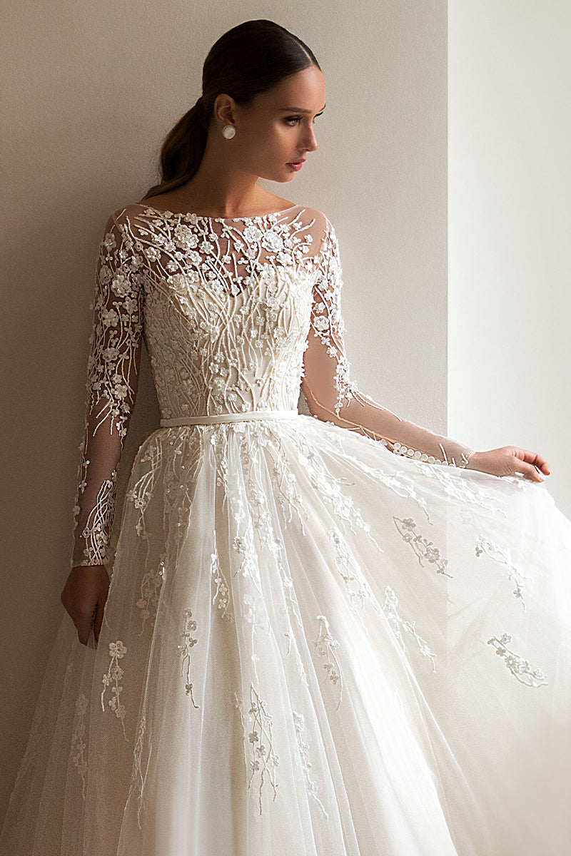 Bennett Long Sleeve Wedding Dress | Jewelclues
