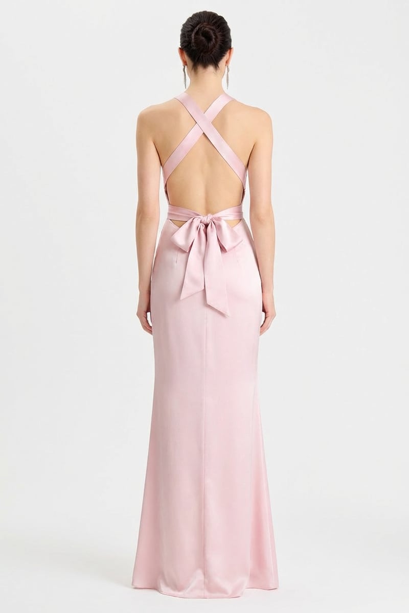 Bianca Cutout Satin Maxi Dress | JewelClues #color_pink