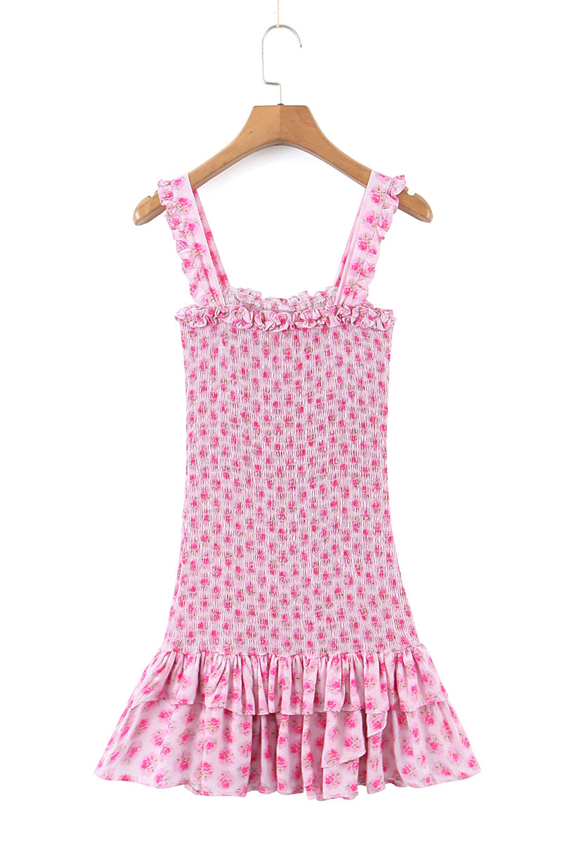 Blissful Pink Smocked Mini Dress | Jewelclues