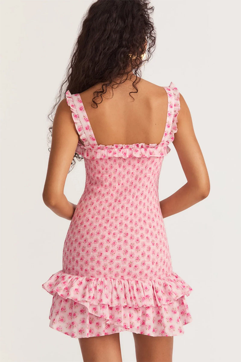 Blissful Pink Smocked Mini Dress | Jewelclues