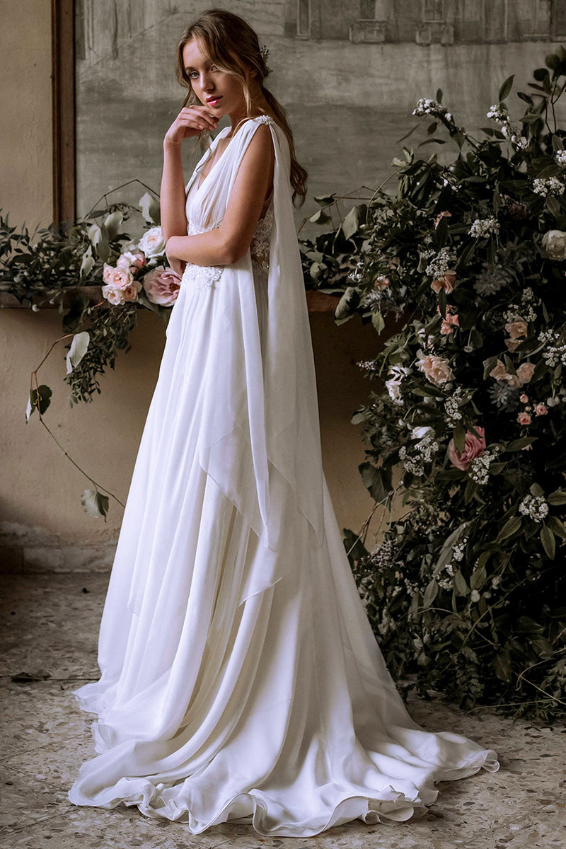 Bohemian Goddess Wedding Dress | Jewelclues | #color_white