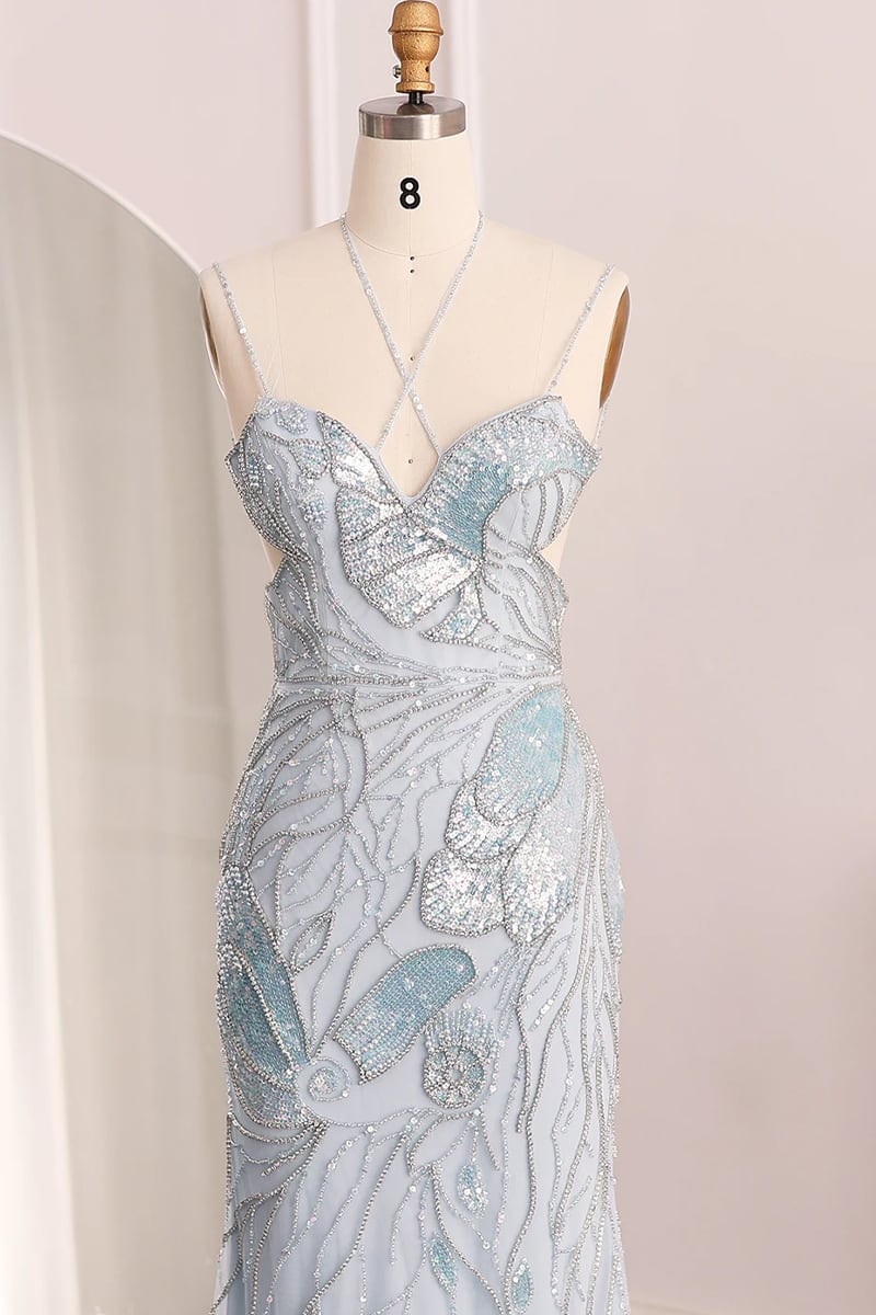 Calista Beaded Backless Maxi Dress | Jewelclues #color_light blue