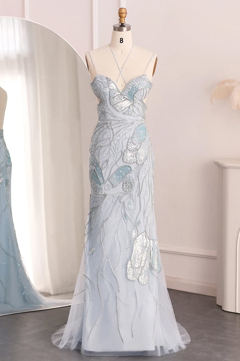 Calista Bias-Cut Embellished Gown | JewelClues #color_light blue