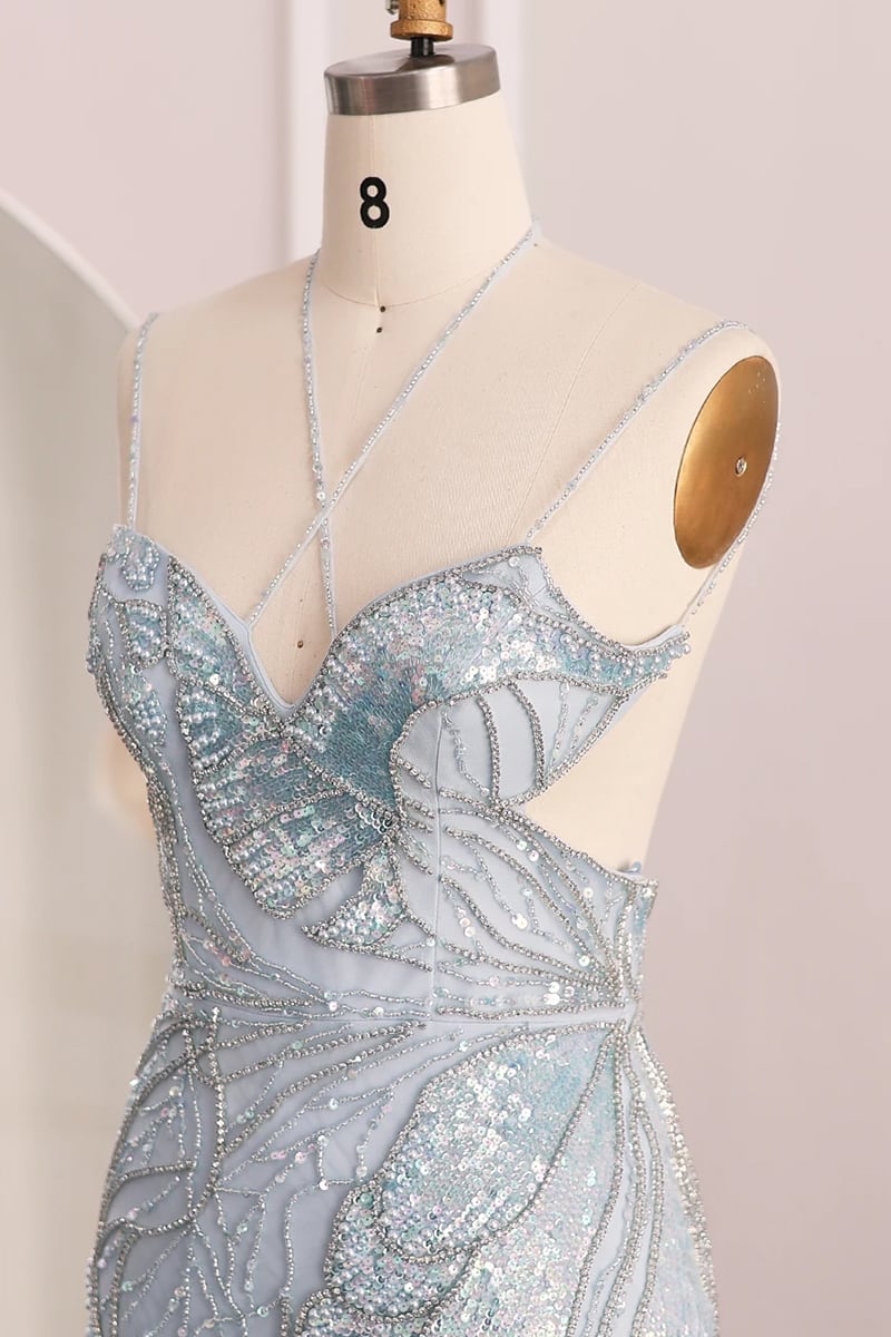 Calista Bias-Cut Embellished Gown | JewelClues #color_light blue
