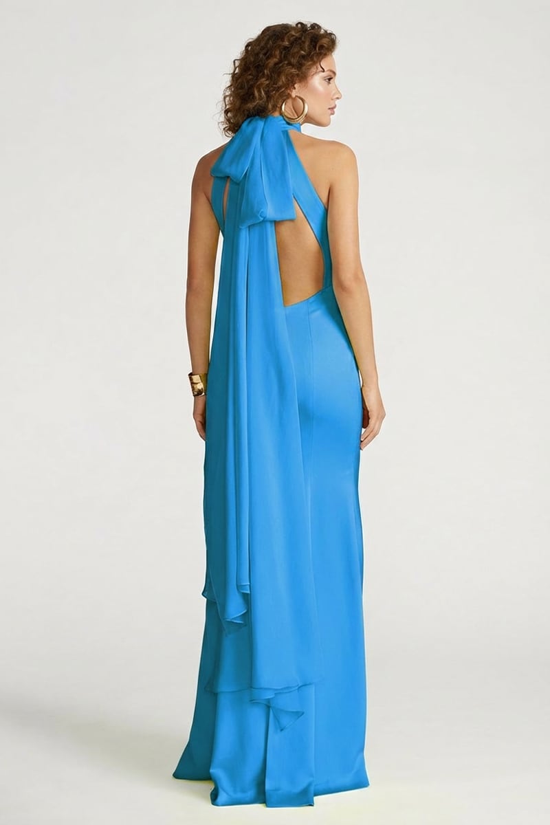 Calyra Silk Chiffon-Tie Gown | JewelClues