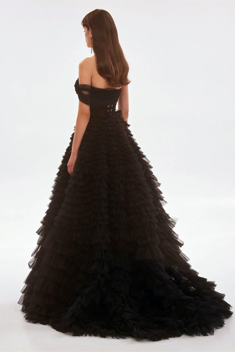 Celebrate Romance Frill Layered Evening Dress | Jewelclues