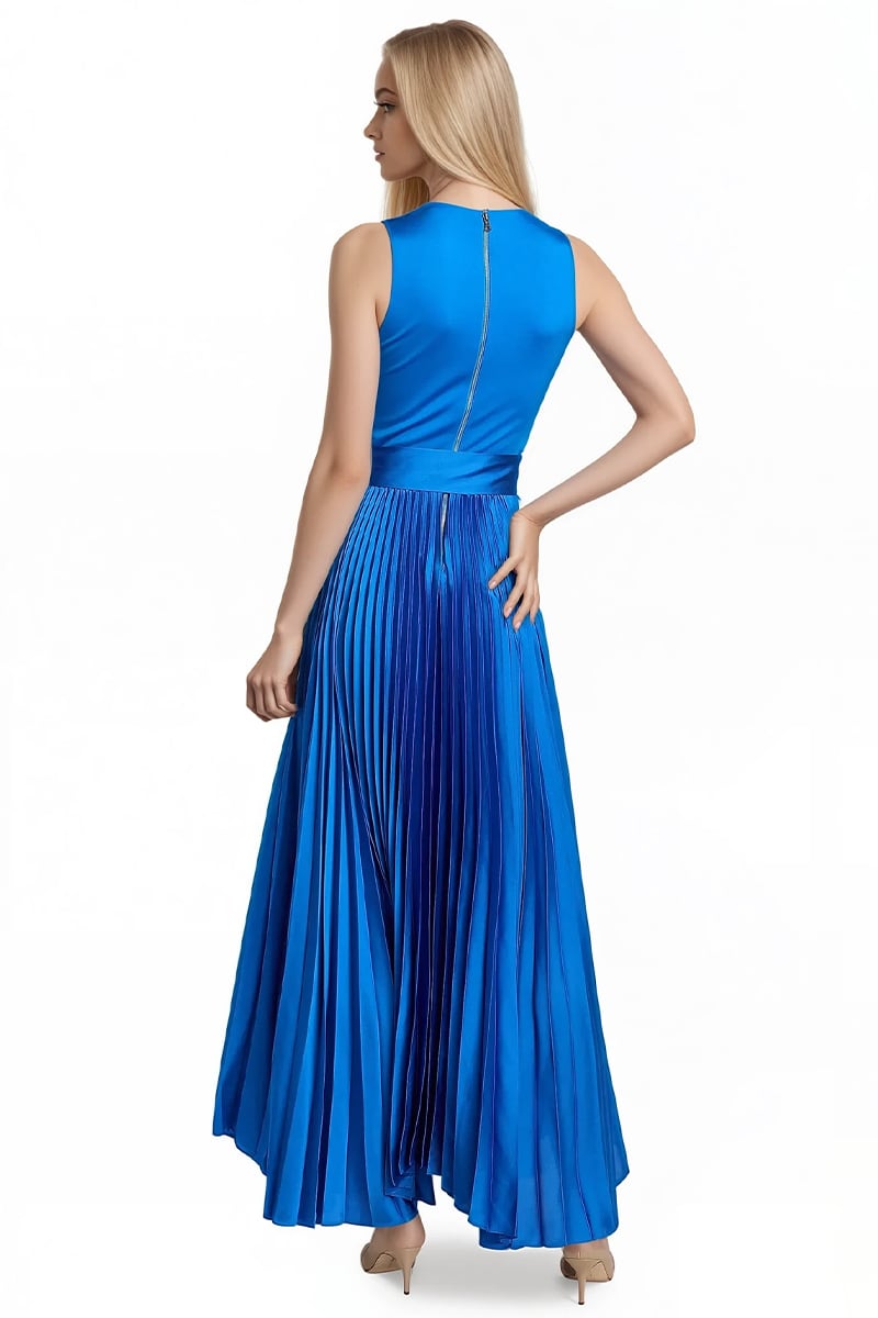 Celeste Pleated Satin Maxi Dress | Jewelclues