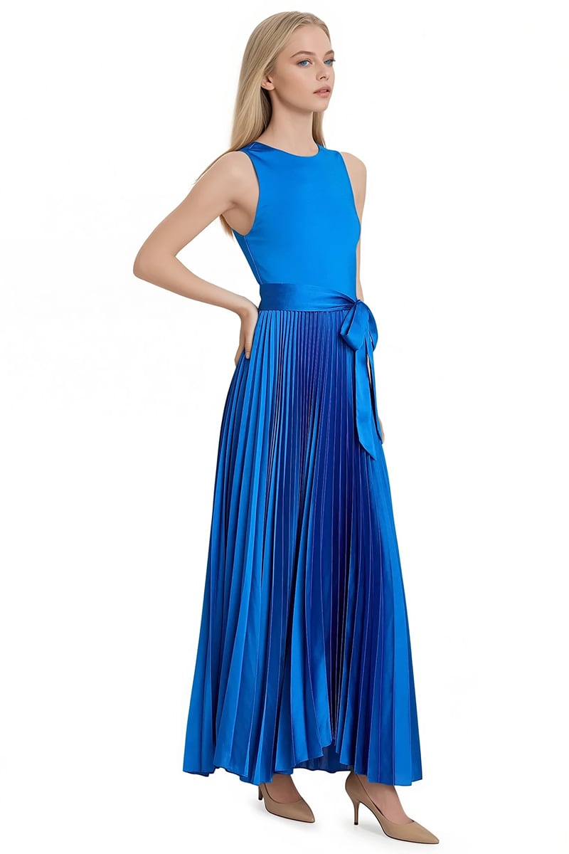 Celeste Pleated Satin Maxi Dress | Jewelclues