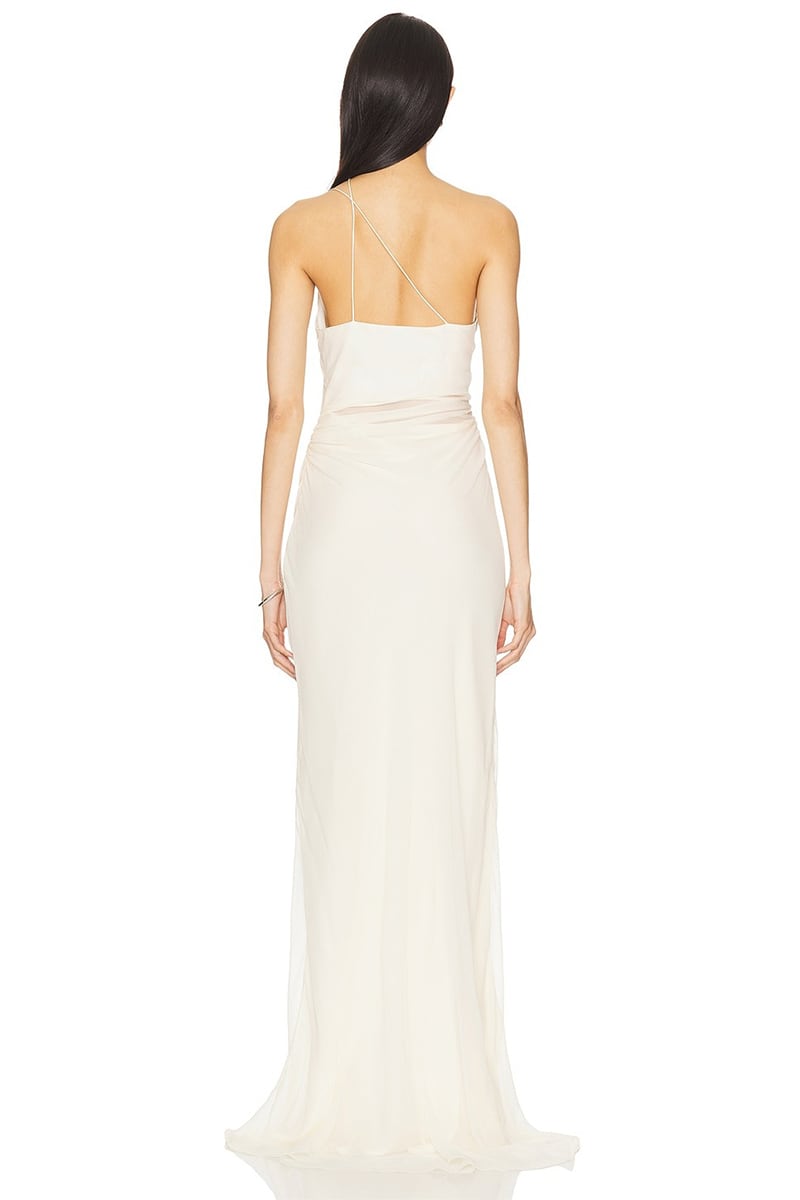 Celestia Strappy Chiffon Gown | Jewelclues #color_ivory