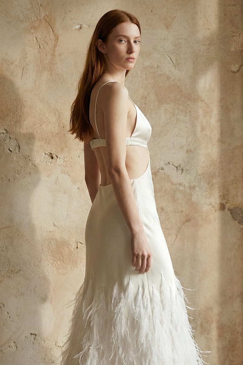 Chantilly Ostrich Feather Gown | Jewelclues | #color_white