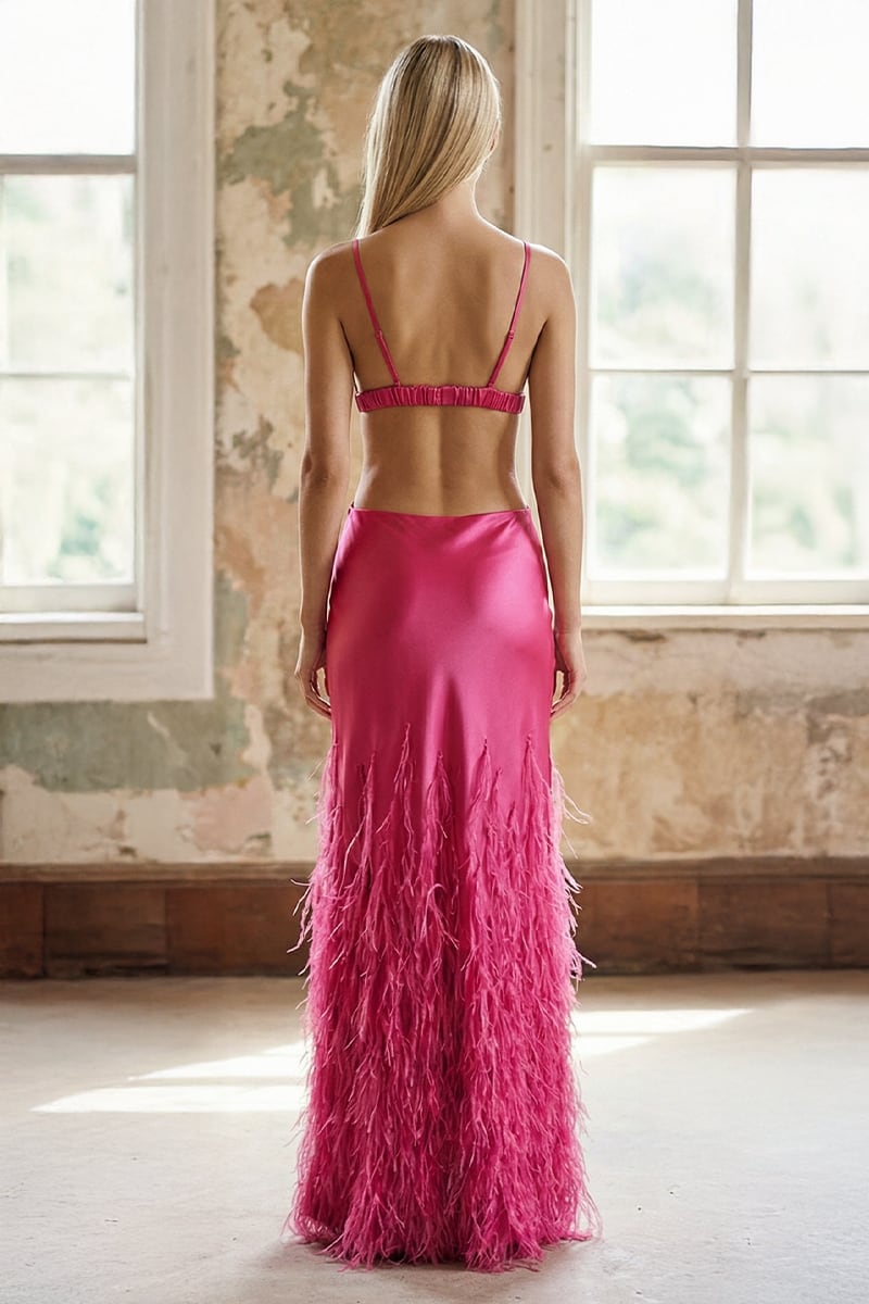 Chantilly Ostrich Feather Gown | Jewelclues | #color_hot pink