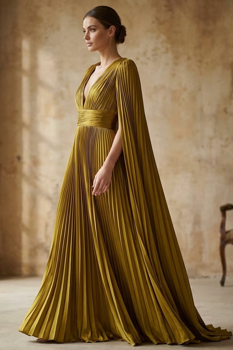 Cleopatra Pleated Satin Gown | JewelClues