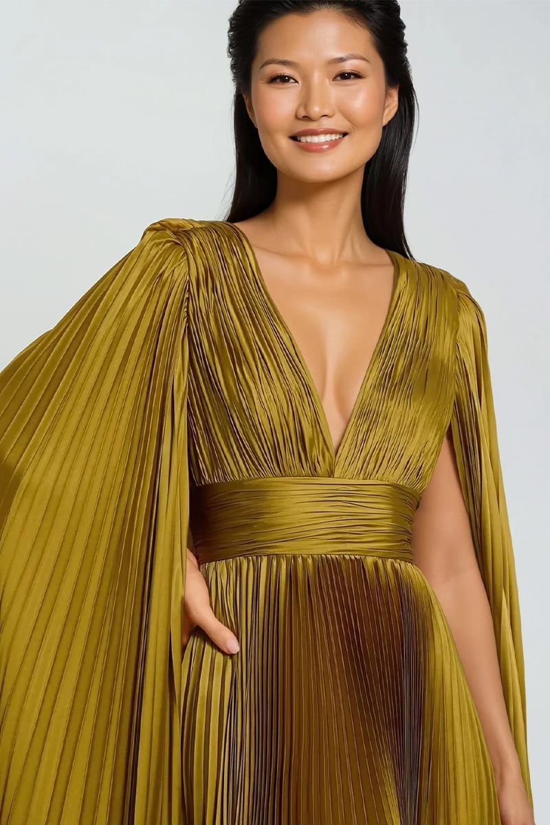 Cleopatra Pleated Satin Gown | JewelClues