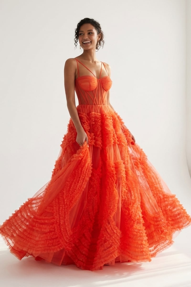 Coralie Ruffled Tulle Couture Gown | Jewelclues