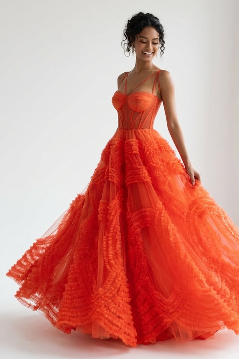 Coralie Ruffled Tulle Couture Gown | Jewelclues