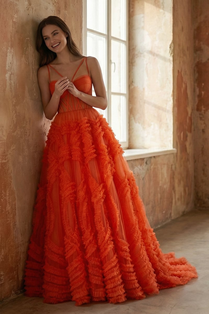 Coralie Ruffled Tulle Gown | Jewelclues