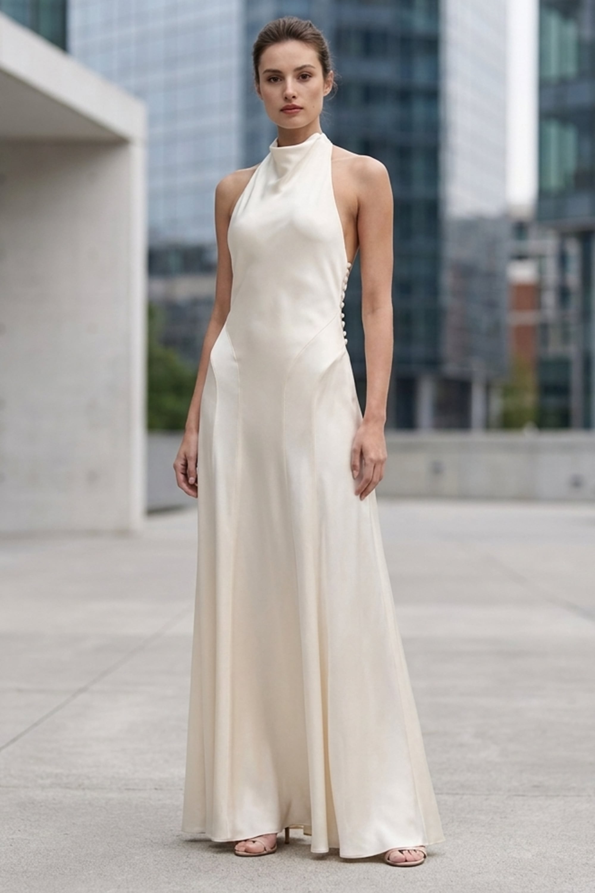 Daphne Backless Satin Gown | JewelClues
