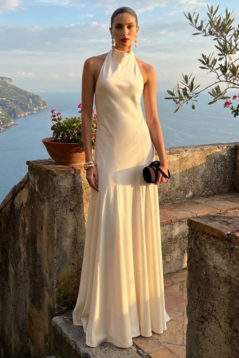 Daphne Backless Satin Gown | Jewelclues